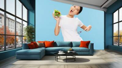 Female Asian appearance salad meal healthy diet vegetarianism Wall mural