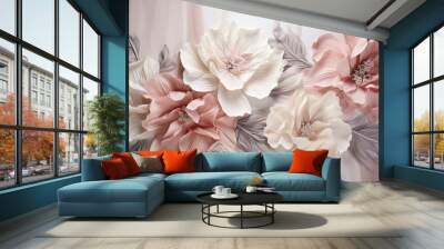 Floral bud bloom beauty blossom pink closeup fresh pastel nature petal flower plant flora Wall mural