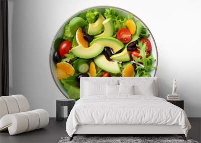 green lunch vegetarian lettuce food healthy tomato fresh salad vegetable. Generative AI. Wall mural