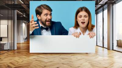 group of business people holding blank banner Wall mural