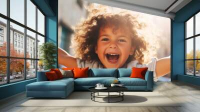 Happiness person smile girl fun joyful happy kid childhood portrait cute little children Wall mural