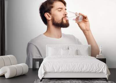 healthy lifestyle a man drinking water Wall mural