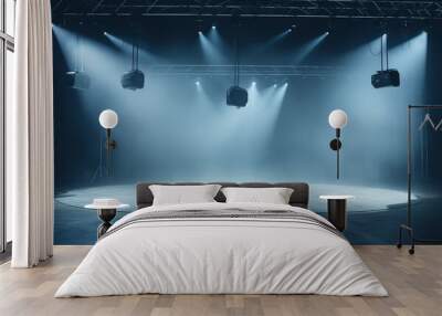 Light concert stage spotlight blue Wall mural