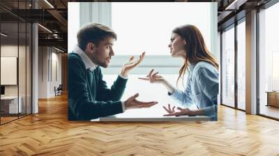 man and woman shaking hands Wall mural