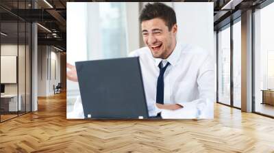 portrait of a businessman working on laptop Wall mural