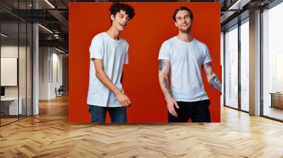 portrait of young man and man Wall mural