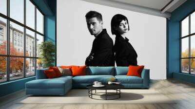 portrait of young man and woman Wall mural