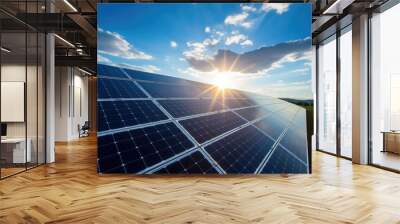 Power electricity renewable sun sunlight energy alternative green sky blue solar Wall mural