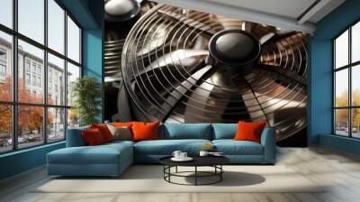 Power fan air metal technology cool detail equipment cooler electric closeup Wall mural