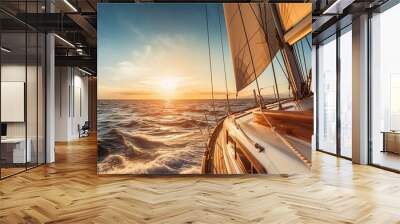 Sailboat travel blue water ship sea yacht boating summer ocean sail Wall mural