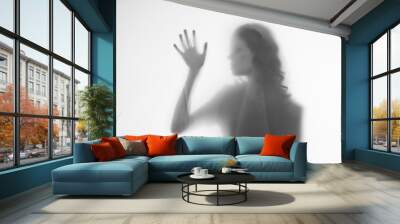 silhouette of woman in hand Wall mural