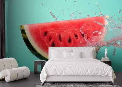 Slice sweet freshness red ripe juicy watermelon food healthy fruit Wall mural