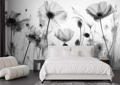 spring leaf romantic bloom nature floral xray blossom flower beautiful background. Generative AI. Wall mural