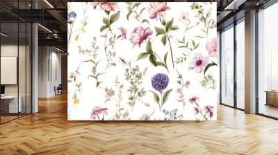 Spring vintage design pattern decoration floral herb flower print fabric blossom summer art Wall mural