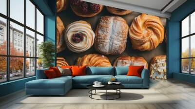 Sweet pastry food breakfast croissant snack bakery Wall mural