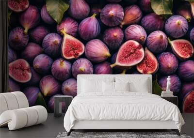 Sweet ripe fig purple exotic food fruit fresh raw juicy healthy ingredient Wall mural