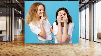 two young women fighting Wall mural