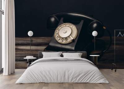 vintage retro phone with wire Wall mural