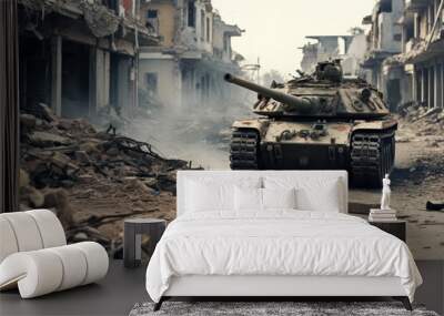 War Machine: The Mighty Soviet Tank Rolls Out for Battle Wall mural