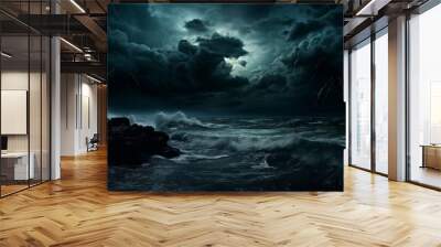 Weather water nature storm sky sea ocean seascape clouds dark Wall mural