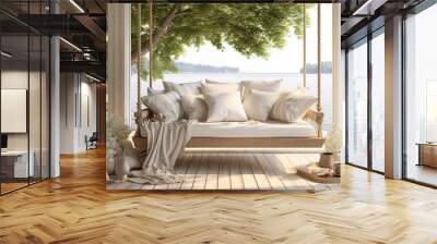 White sofa relaxation house interior comfortable room modern green home furniture design Wall mural