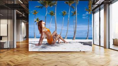 woman in bikini on beach Wall mural