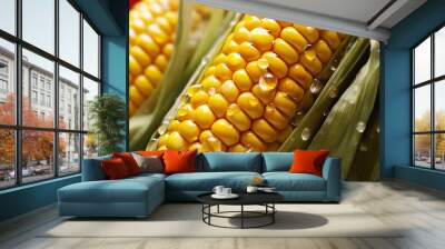 Yellow agriculture corn harvest ripe grain food vegetable raw maize nature Wall mural