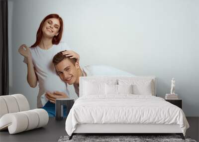 young couple fun emotions communication lifestyle family Wall mural