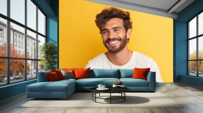 Young man adult happiness lifestyle happy person face portrait guy smile cheerful male Wall mural