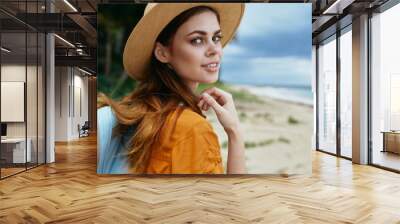 young woman in hat Wall mural