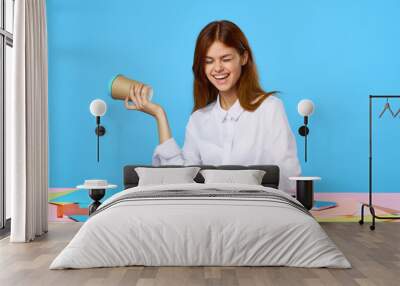 young woman in office Wall mural