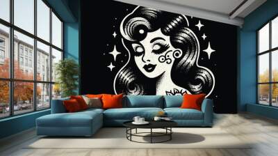 girl with hairstyle Wall mural