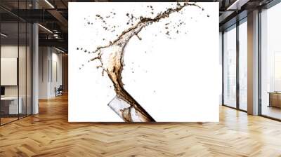 Cola splashing from glass isolated on white background Wall mural