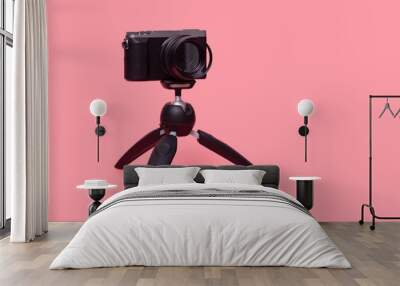 digital photo camera on small tripod Wall mural