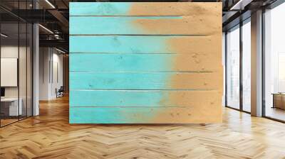 sea sand on blue wooden floor,top view with copy space Wall mural