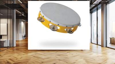 Tambourine isolated on a white background Wall mural