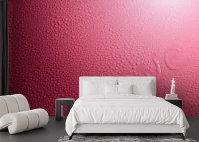 Valentine 's Day Love heart made by water bubbles on a red backg Wall mural