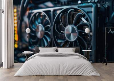 Powerful graphics card cooling system with two fans working Wall mural