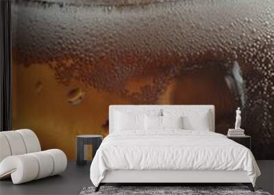 Refreshing cold beer with condensation and foam head creating bubbles Wall mural