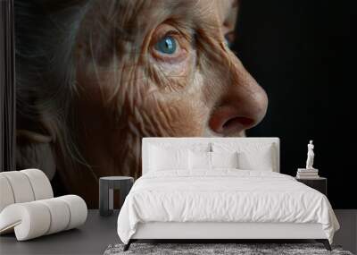 close-up photo of an elderly lady Generative AI Wall mural