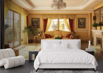 luxury interior in yellow and red tones Generative AI Wall mural