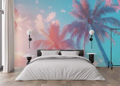 palm trees against blue sky vacation holiday Generative AI Wall mural