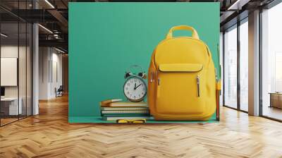 school backpack on plain background back to school school background Generative AI Wall mural