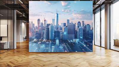 skyscrapers of a big city Generative AI Wall mural