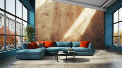 wooden plank background top view Generative AI Wall mural