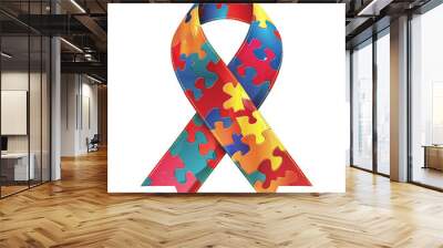 autism campaign puzzle pieces ribbon Wall mural