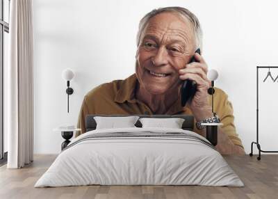 PNG Studio shot of an elderly man using his cellphone  Wall mural