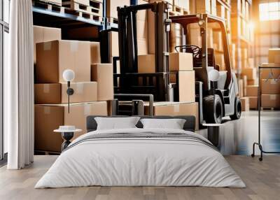 Industrial Warehouse shipping, load, forklift, or logistic storehouse for cargo business Wall mural