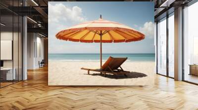 Straw beach umbrella relax beach background Wall mural