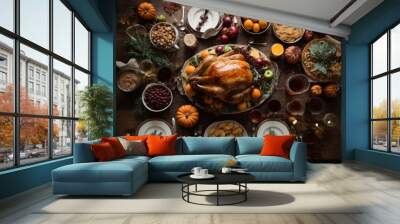 thanks giving table top view Wall mural